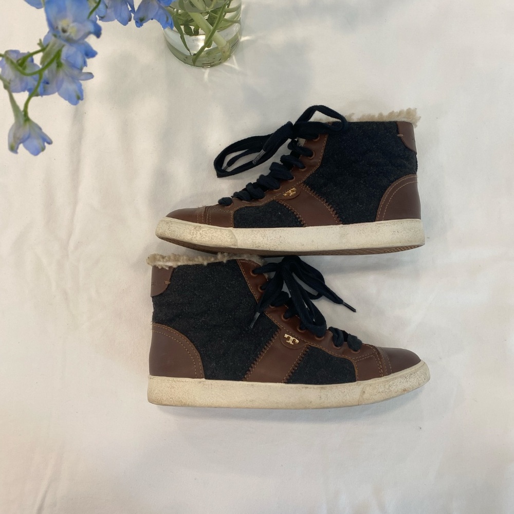 Tory Burch Women's Hi-Top Flannel Booties - 7.5